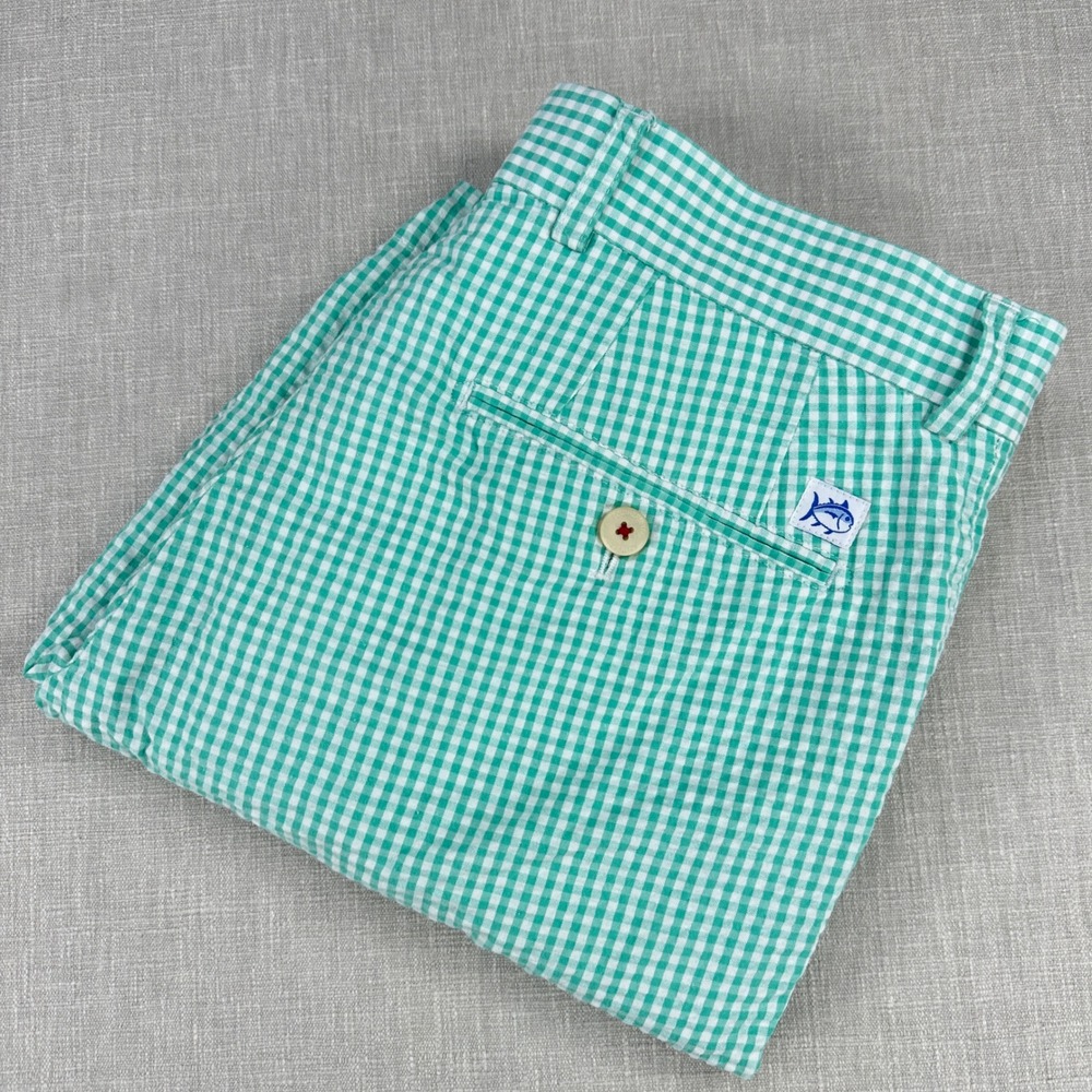 Southern Tide Seersucker Shorts Mens 30 Green Gingham Skipjack Flat Front